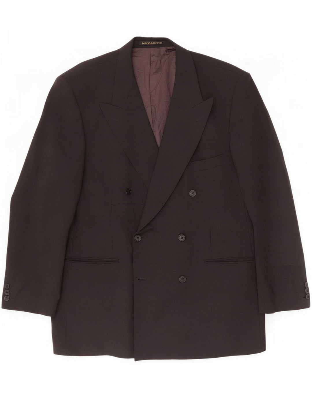 Marks & Spencer Herren Zweireihiger Blazer Jacke UK 44 XL Schwarz Polyester