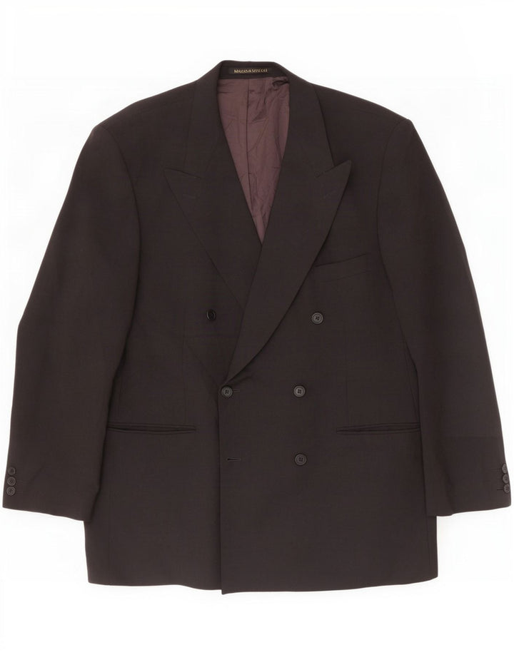 Marks & Spencer Herren Zweireihiger Blazer Jacke UK 44 XL Schwarz Polyester
