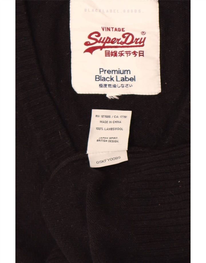 Superdry Damen-Pullover mit V-Ausschnitt, UK 12, mittelschwarze Wolle