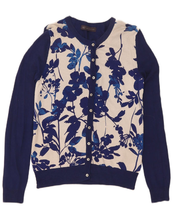 Marks & Spencer Damen-Strickjacke, Größe S, Marineblau, Blumenmuster, Viskose
