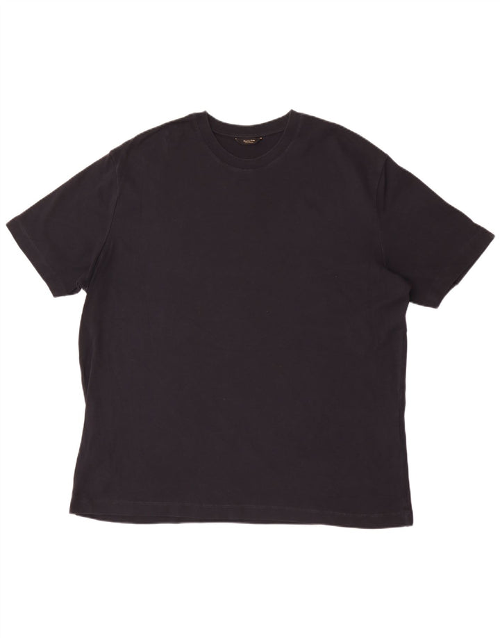 Massimo Dutti Herren T-Shirt Top 2XL Marineblau Baumwolle