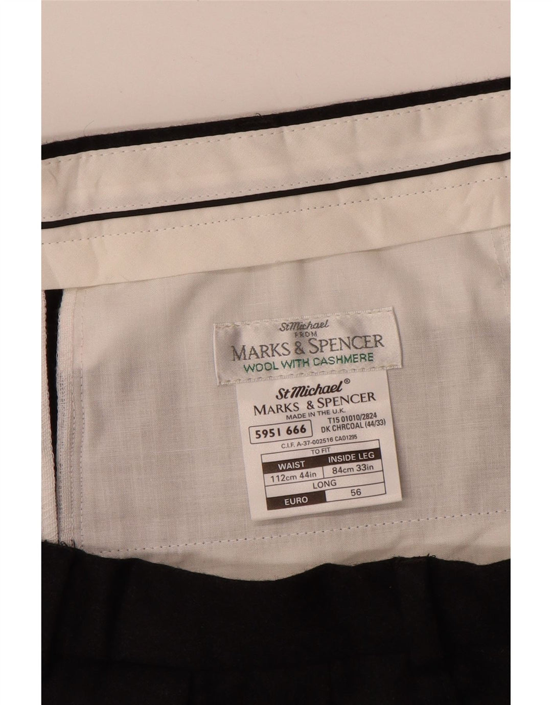MARKS & SPENCER Herren-Anzughose mit Pegged-Anzug, W44, L33, schwarze Wolle