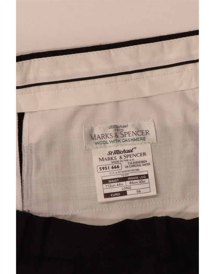 MARKS & SPENCER Herren-Anzughose mit Pegged-Anzug, W44, L33, schwarze Wolle