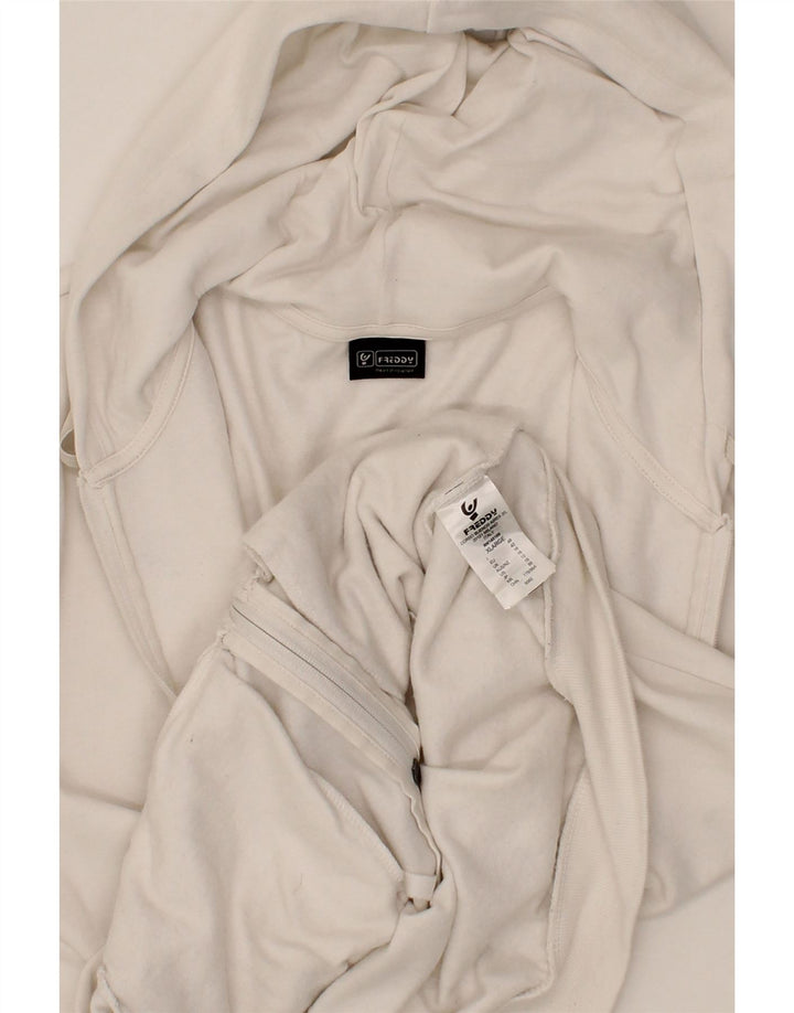 FREDDY Womens Zip Hoodie Sweater UK 16 Large White Polyester Vintage Freddy and Second-Hand Freddy from Messina Hembry 