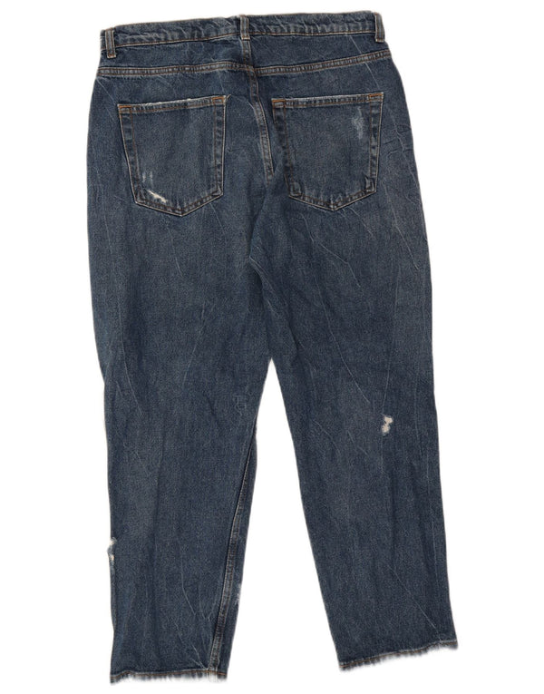 Zara Mens Distressed Cropped Jeans EU 40 Medium W31 L26 Blue