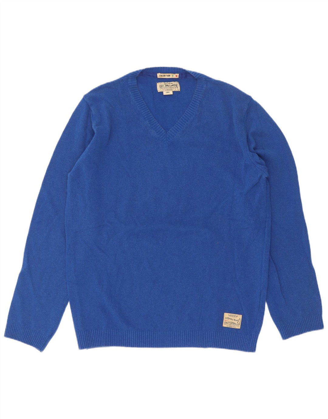 Marlboro Classics Herren-Pullover mit V-Ausschnitt, Größe L, Blau
