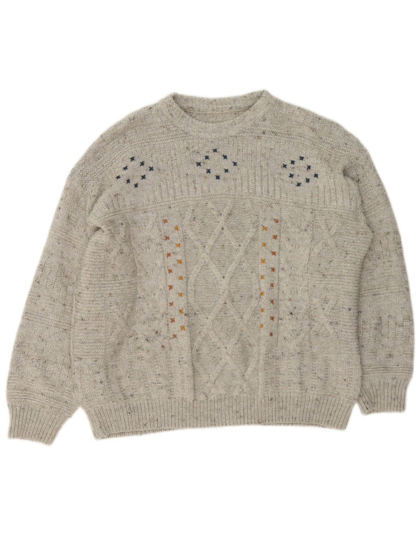 Vintage Herren Pullover mit Rundhalsausschnitt, Größe L, Grau