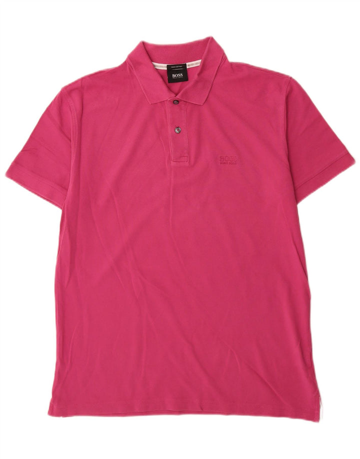 Hugo Boss Herren-Poloshirt, große rosa Baumwolle