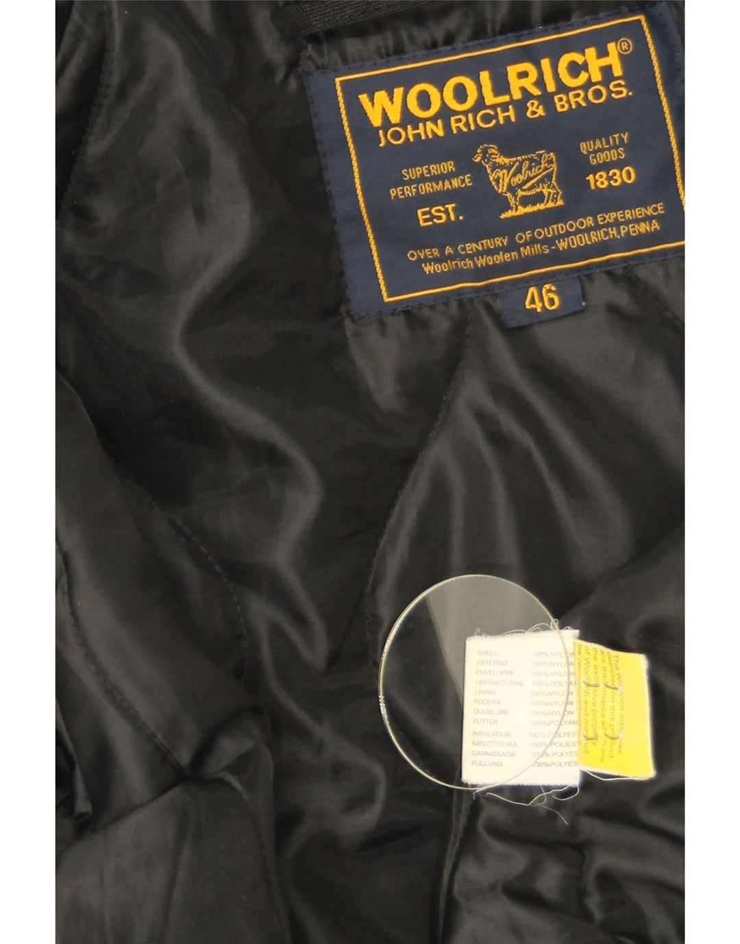 Woolrich Herren-Bomberjacke mit Kapuze, IT 46, kleines schwarzes Nylon