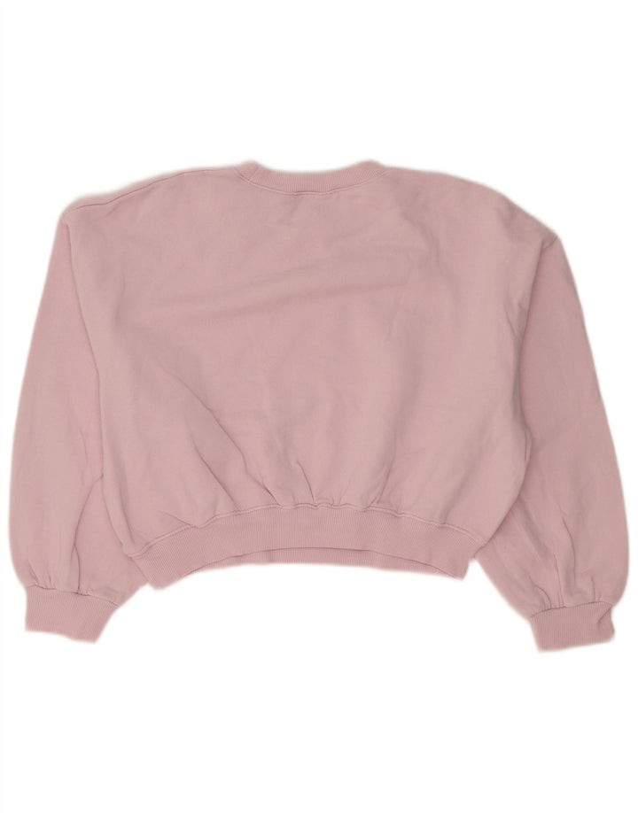 Zara Damen Crop Oversized Sweatshirt Pullover UK 10 Small Pink