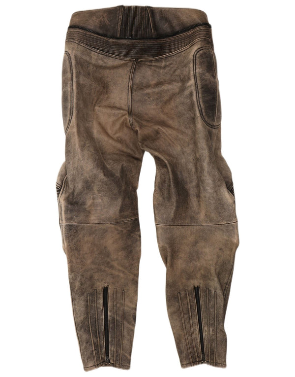 MODEKA Herren-Bikerhose, Größe 58, 3XL, W36, L31, graues Batik-Leder