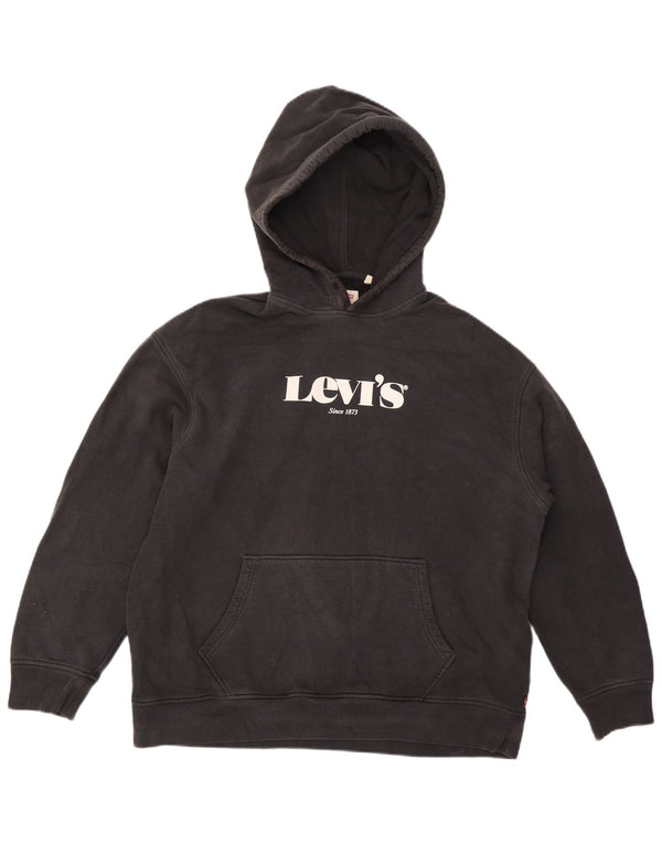 Levi's Herren-Kapuzenpullover mit grafischer entspannter Passform, groß, aus schwarzer Baumwolle