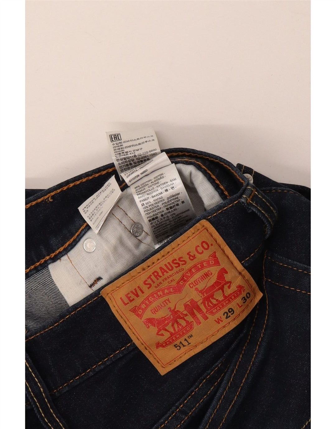 LEVI'S Damen 511 Slim Jeans W29 L30 Marineblau Baumwolle