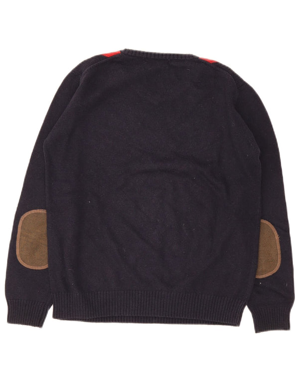 Zara Jungen-Pullover mit Rundhalsausschnitt, 11–12 Jahre, Marineblau, Argyle/Diamant
