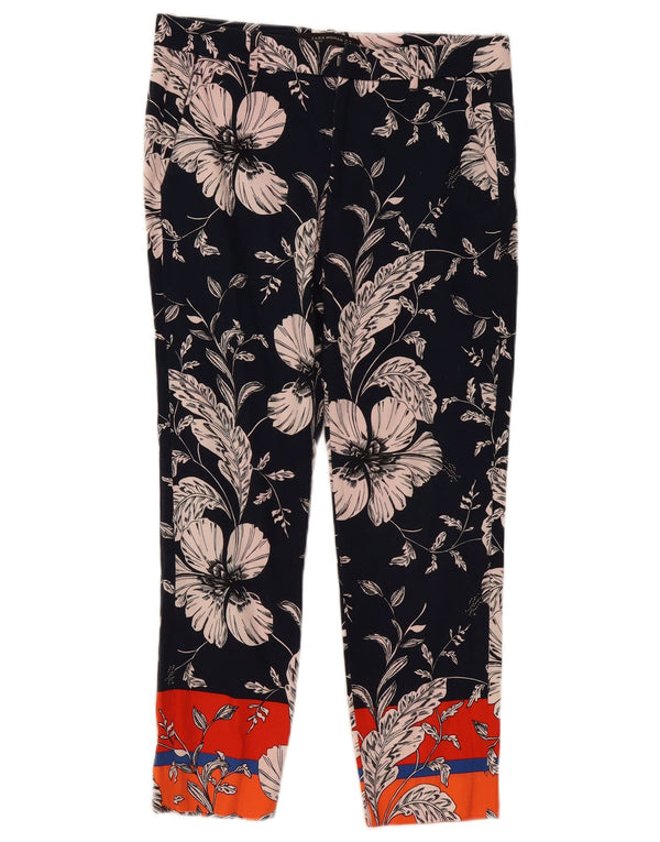 Kurze Damenhose von Zara, EU 36, XS, W26, L25, Marineblau, Blumenmuster, Baumwolle