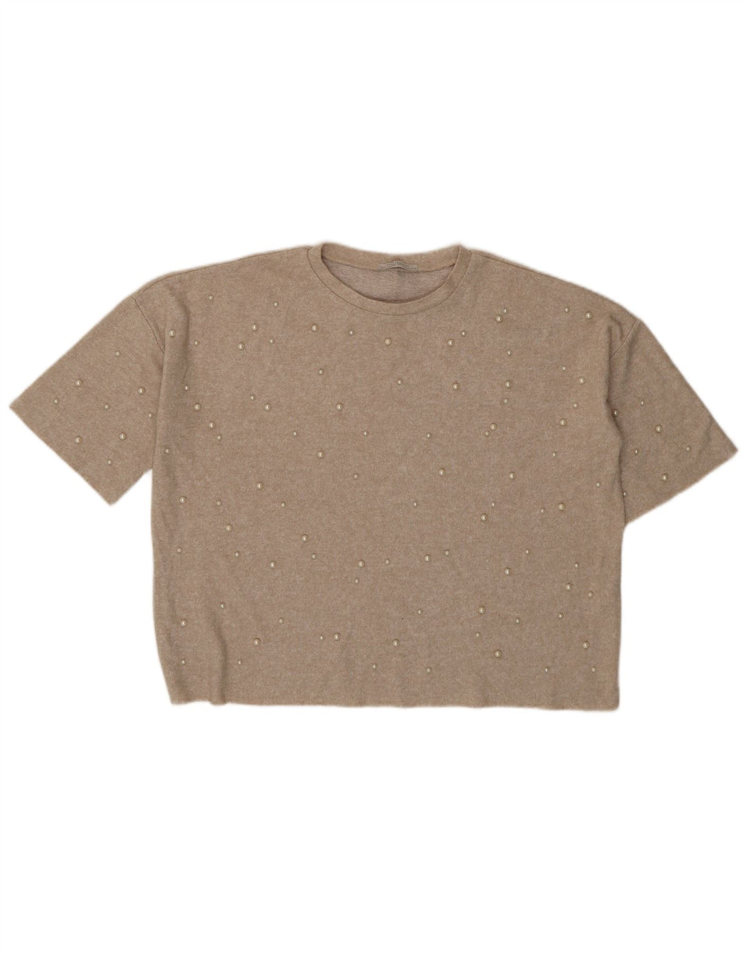 Zara Damen Trafaluc Übergroßes Blusenoberteil UK 14 Mittelbeige gepunktet