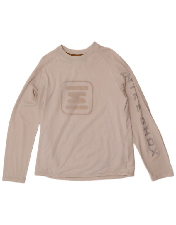 Nike Herren Graphic Top Langarm UK 45/47 XL Weiße Baumwolle