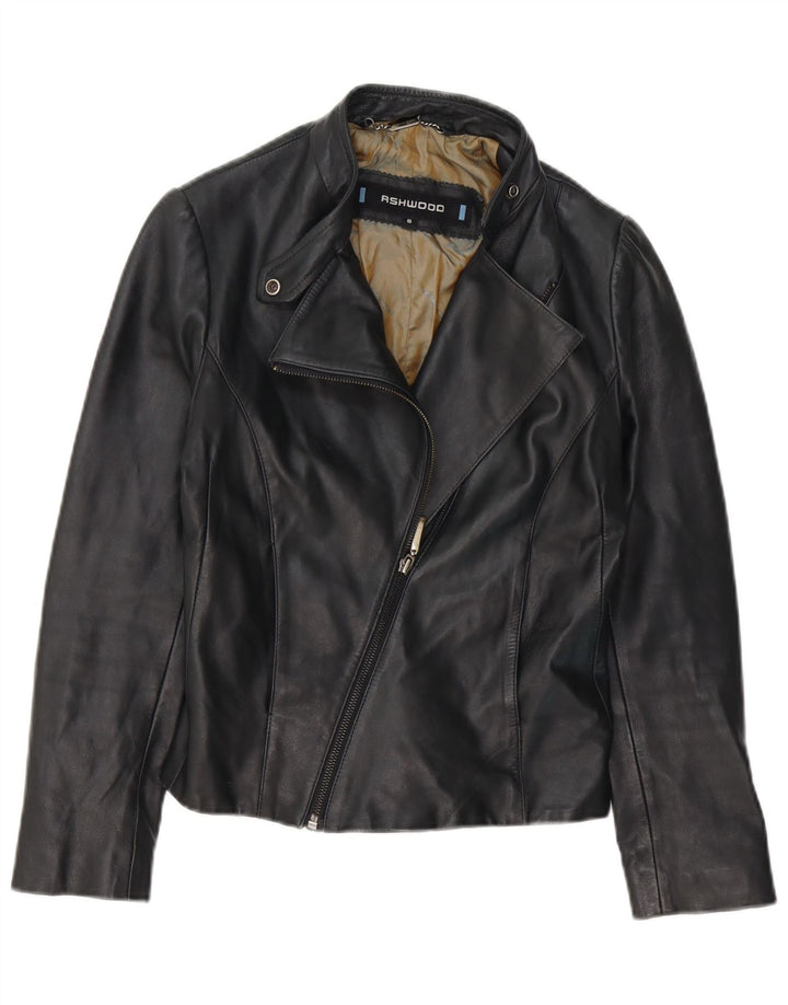 ASHWOOD Damen-Bikerjacke aus Leder, Größe S, Größe S, schwarzes Leder