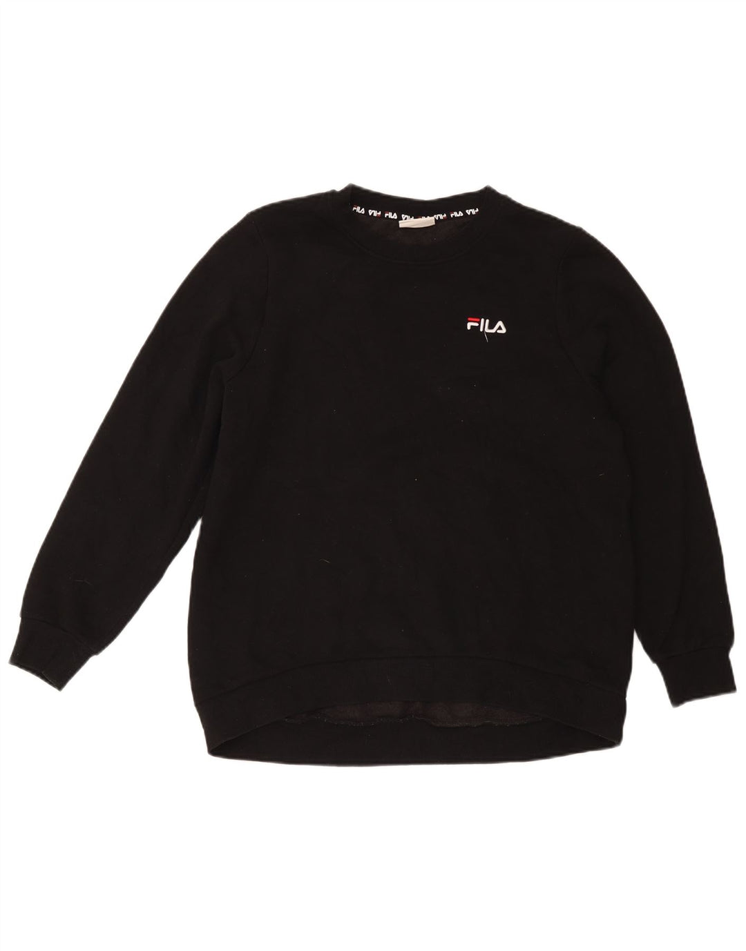 Fila Damen Sweatshirt Pullover UK 14 Große schwarze Baumwolle