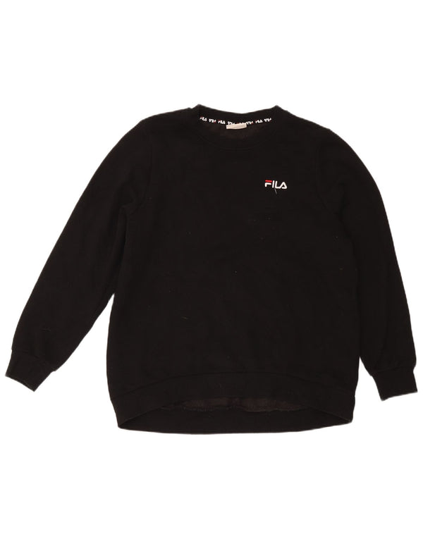 Fila Damen Sweatshirt Pullover UK 14 Große schwarze Baumwolle