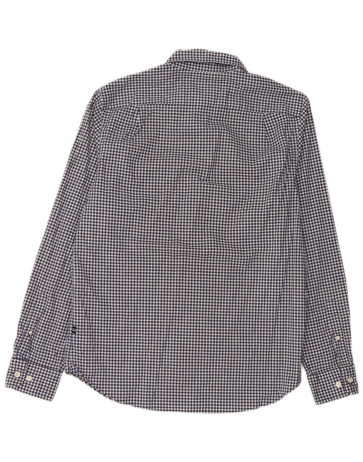 Nautica Herren-Stretch-Hemd mit klassischer Passform, klein, marineblau, Gingham-Baumwolle