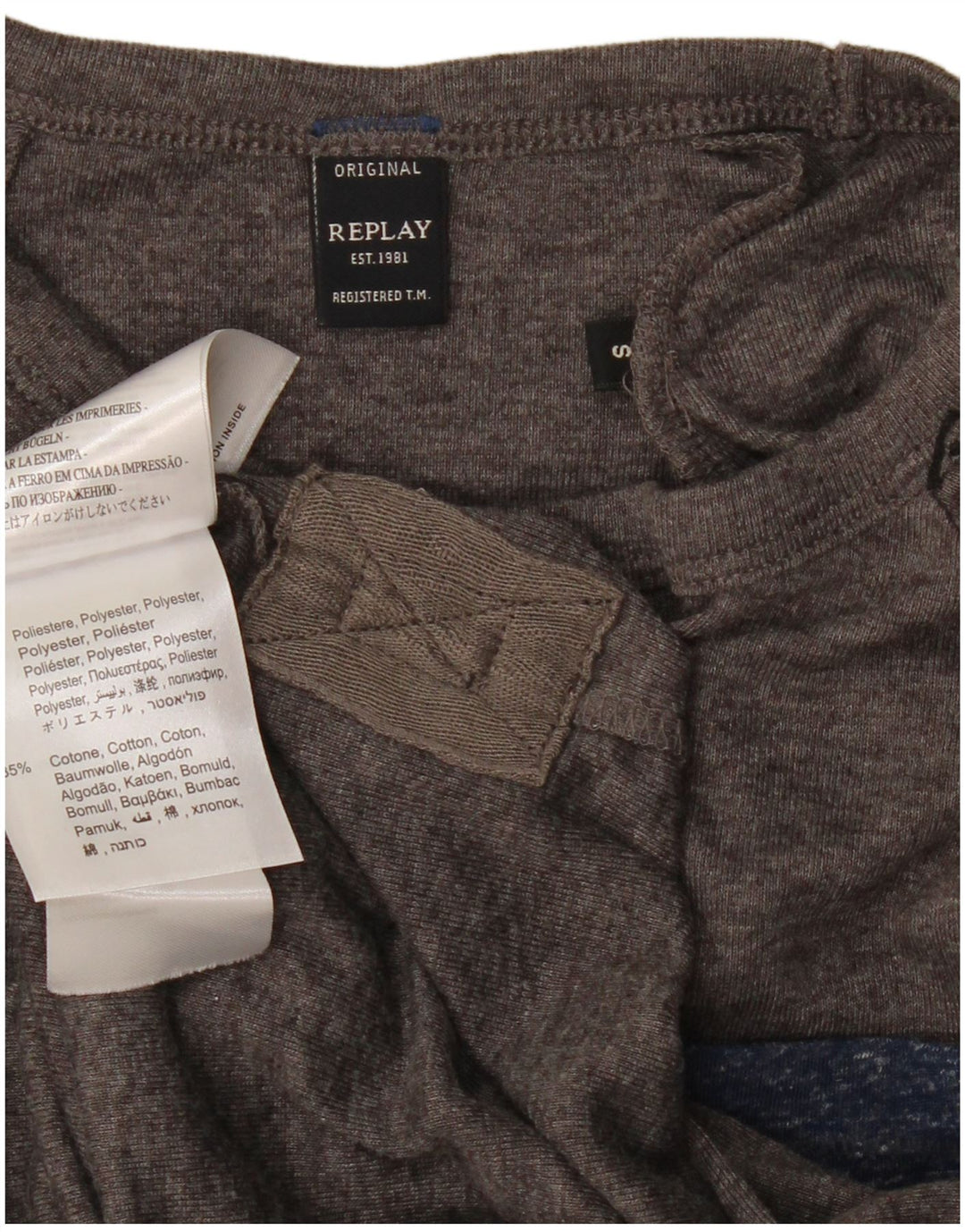 REPLAY Damen T-Shirt Top UK 10 Small Grau geflecktes Polyester