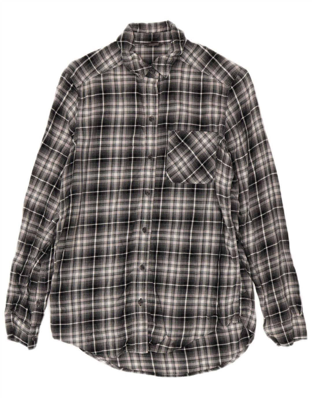 EDDIE BAUER Damen Flanellhemd UK 6 XS Schwarz kariertes Viskose