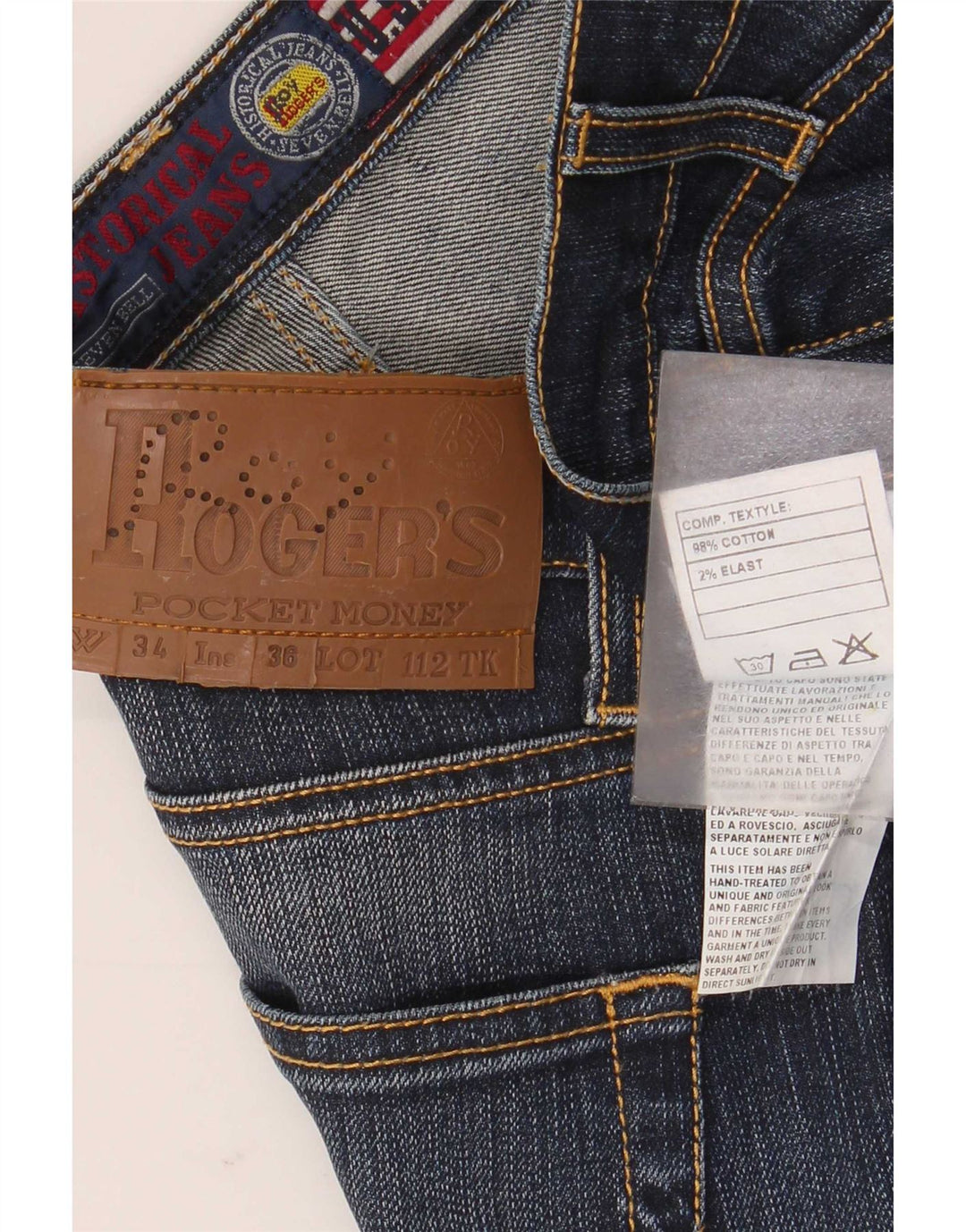 Roy Rogers Herren Straight Jeans W34 L30 Blaue Baumwolle