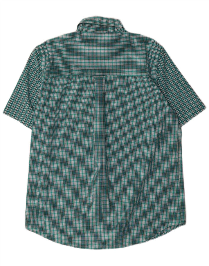 Chaps Herren-Kurzarmhemd aus mittelgrüner Gingham-Baumwolle