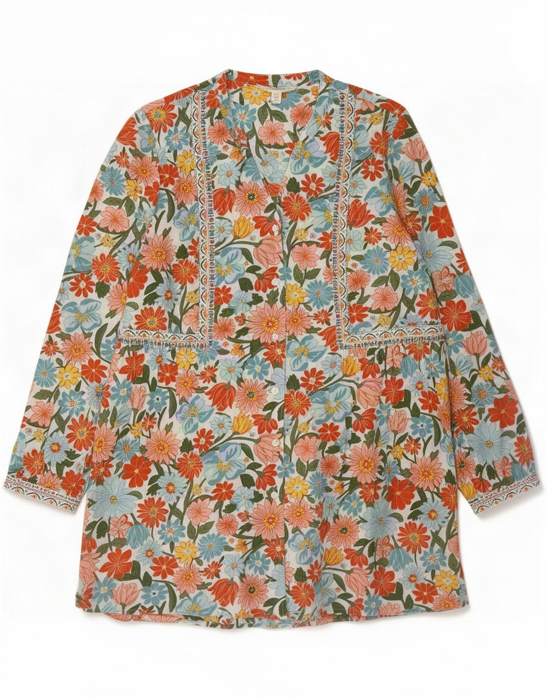 Seasalt Cornwall Damen Tunikakleid UK 14 Großes mehrfarbiges Blumenmuster