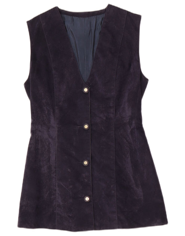 Vintage Damen Longline Weste UK 10 Small Marineblau