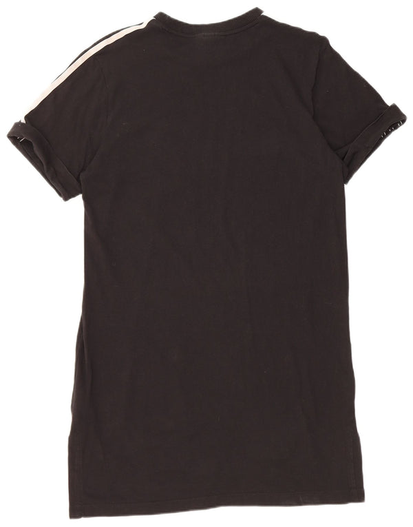 Adidas Damen Übergroßes T-Shirt-Kleid UK 10 Small Schwarz Baumwolle