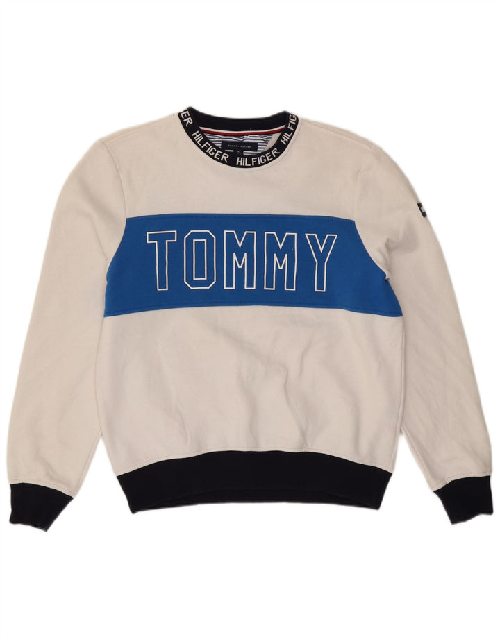Tommy Hilfiger Herren-Sweatshirt mit Grafik, Mittelweiß, Farbblock