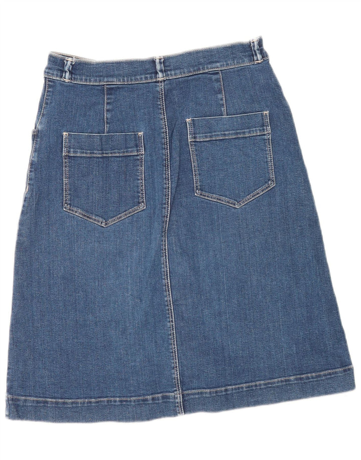 Massimo Dutti Damen Jeansrock EU 40 Medium W30 Marineblaue Baumwolle