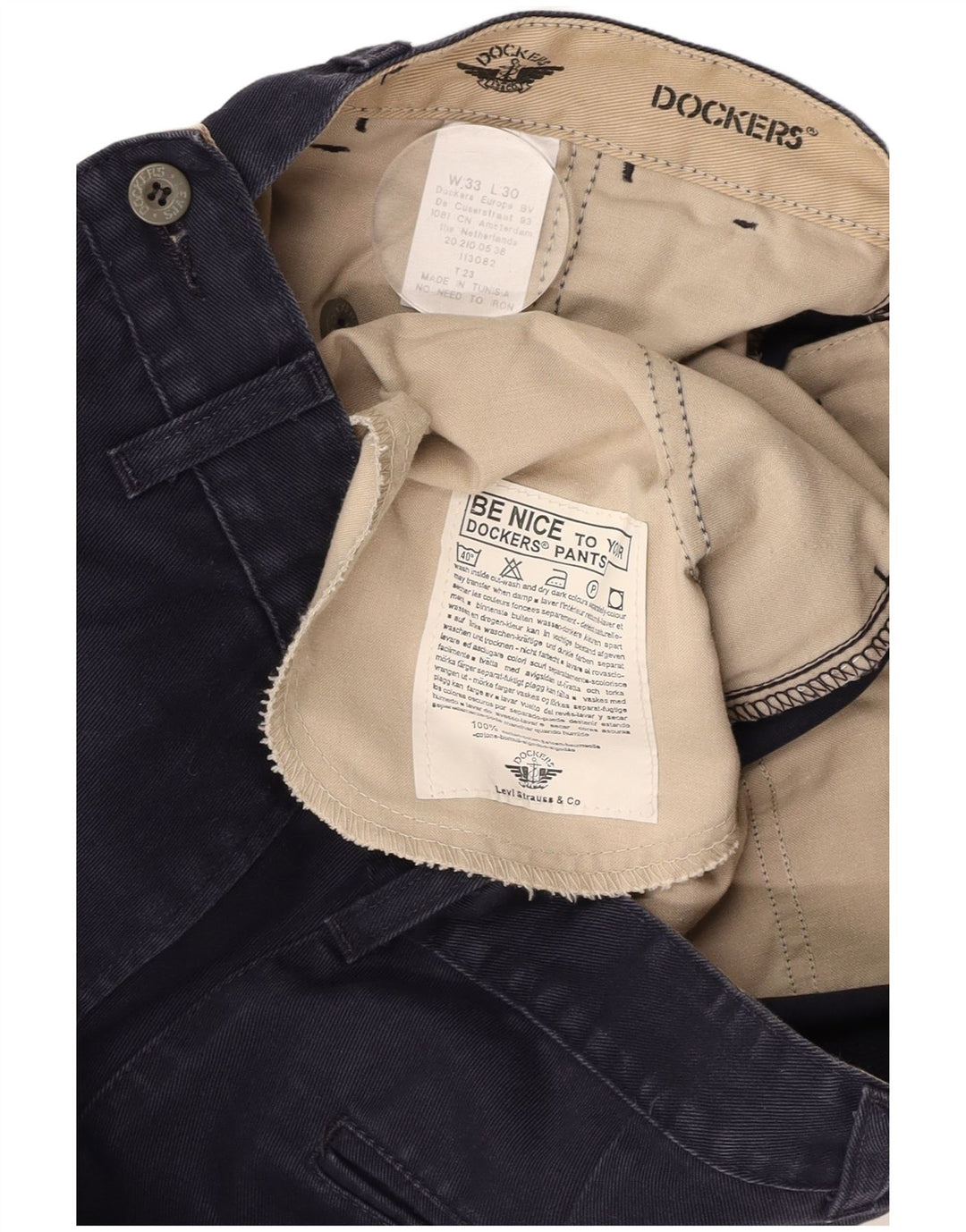 DOCKERS Herren-Chinohose mit lockerer Passform, W33 L30, marineblaue Baumwolle