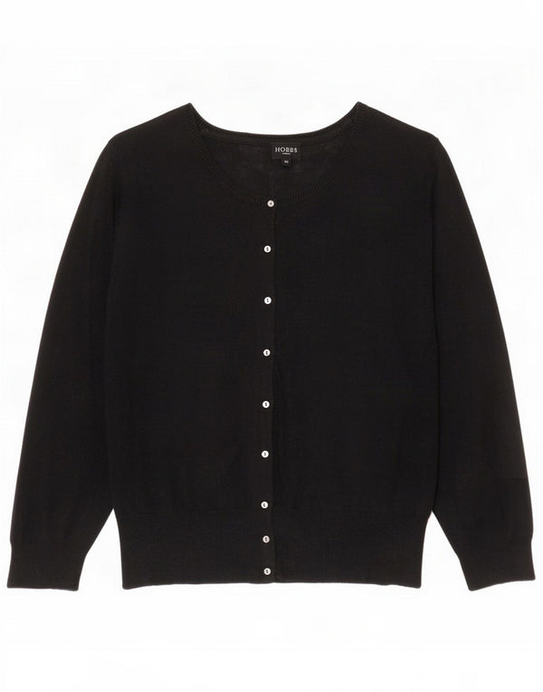 Hobbs Damen Crop Cardigan Pullover UK 14 Medium Black Silk