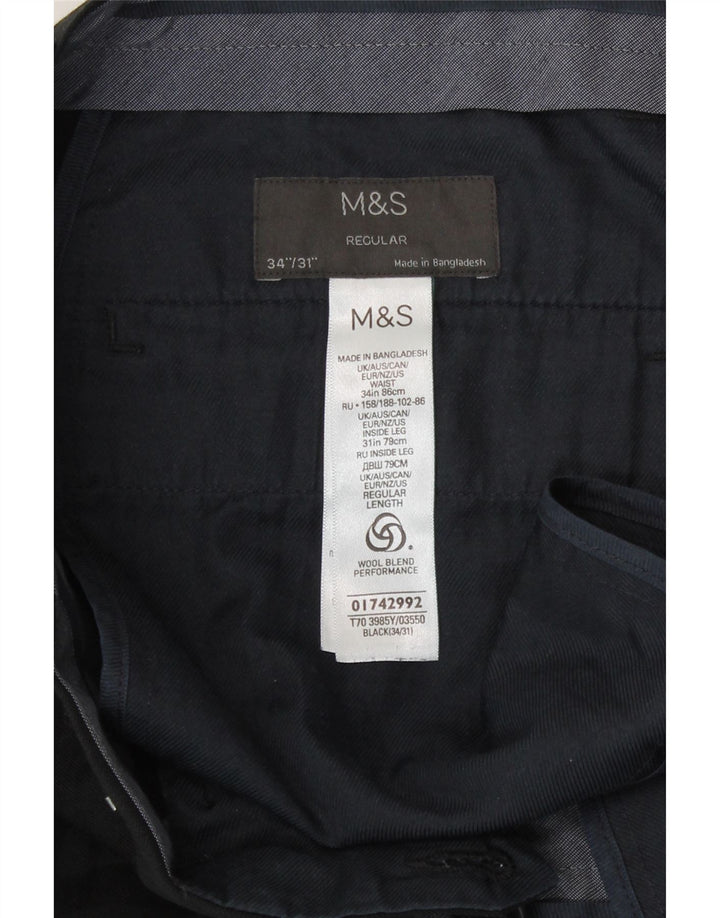 Marks & Spencer Herren-Freizeithose mit normaler Passform, W34, L31, Schwarz, Polyester