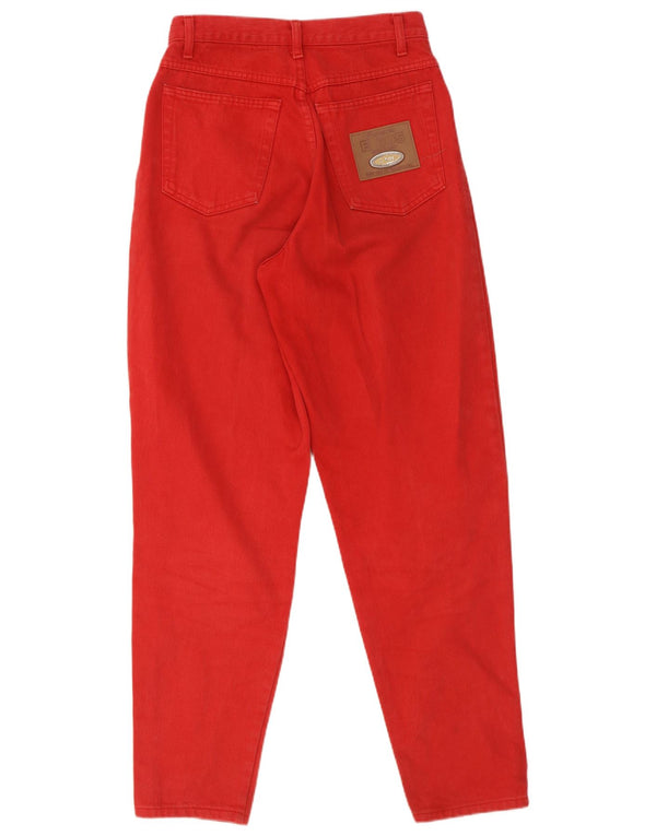 Vintage Damen High Waist Tapered Jeans IT 44 Medium W26 L30 Rote Baumwolle