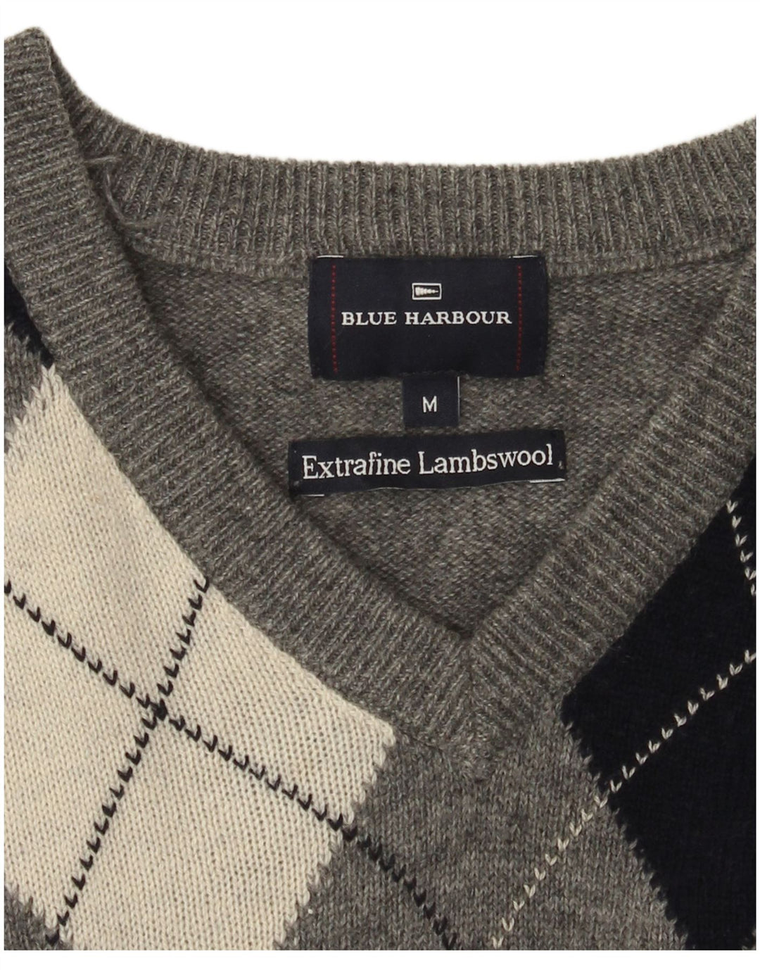 Marks & Spencer Herren Blauer Harbor-Pullover mit V-Ausschnitt Mittelgrau