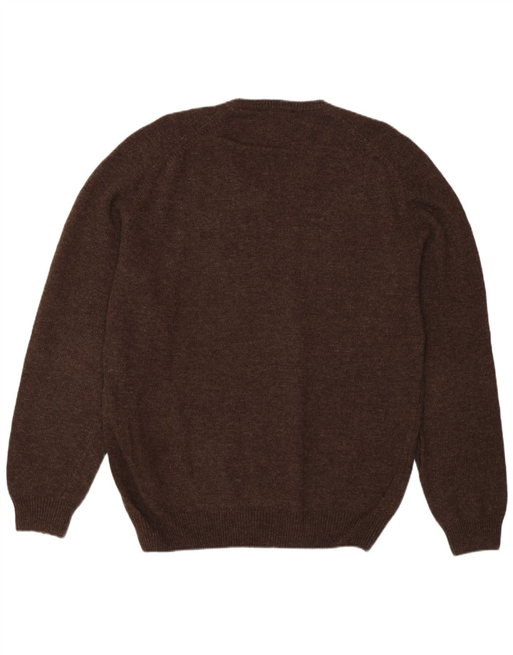 Vintage Herren Pullover mit V-Ausschnitt XL Braun Argyle/Diamond Wool