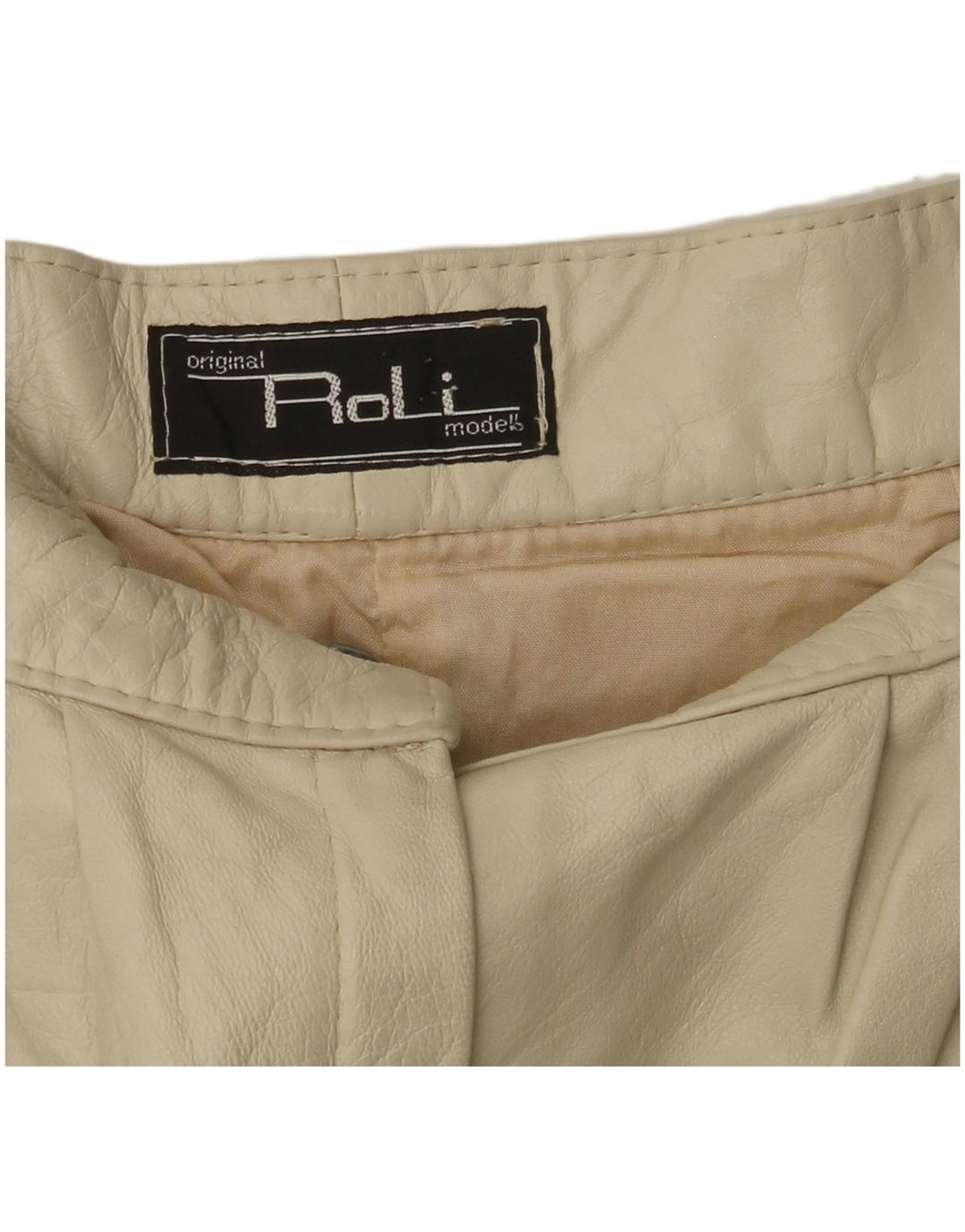 VINTAGE Damen Tapered Lederhose W26 L30 Beige