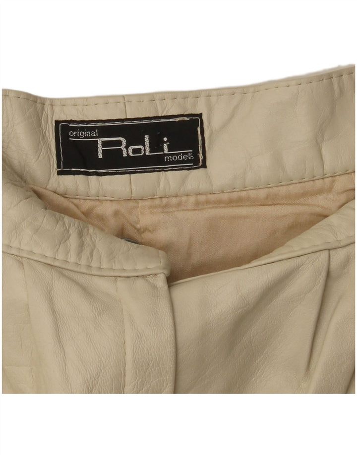 VINTAGE Damen Tapered Lederhose W26 L30 Beige