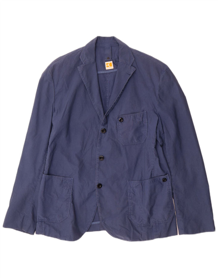 Hugo Boss Herren-Blazer mit 3 Knöpfen, EU 52, XL, blaue Baumwolle