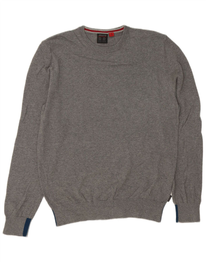 Musto Herren-Pullover mit Rundhalsausschnitt, mittelgraue Baumwolle