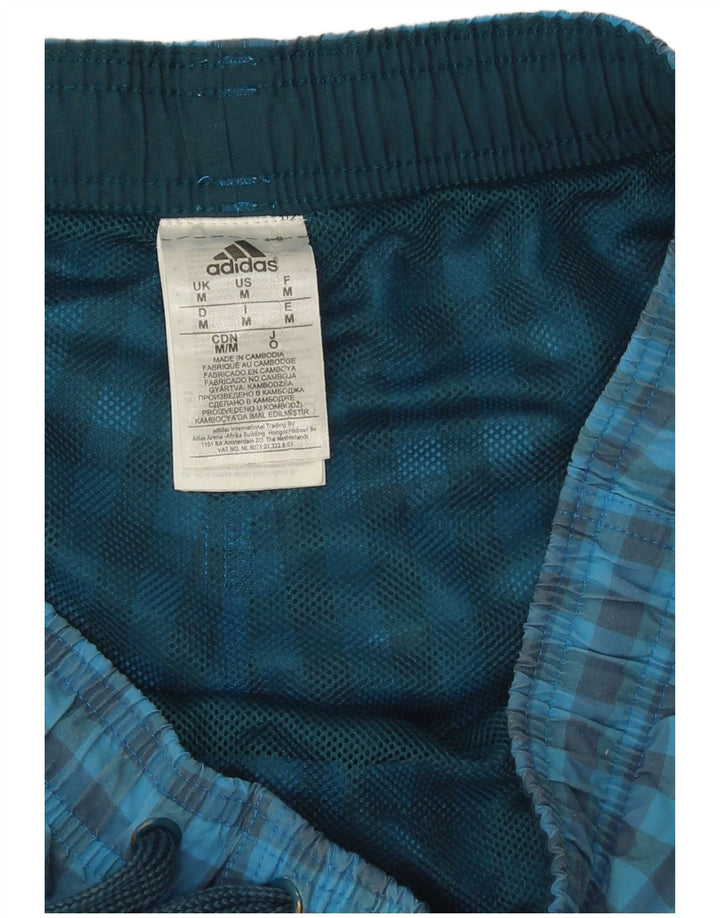 Adidas Herren-Badeshorts aus mittelblauem Gingham-Polyester