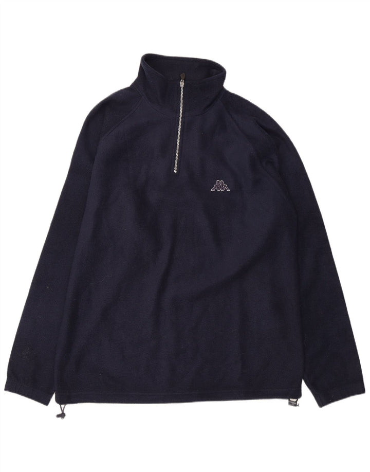 KAPPA Herren-Fleecepullover mit Reißverschluss am Hals, mittelmarineblaues Polyester