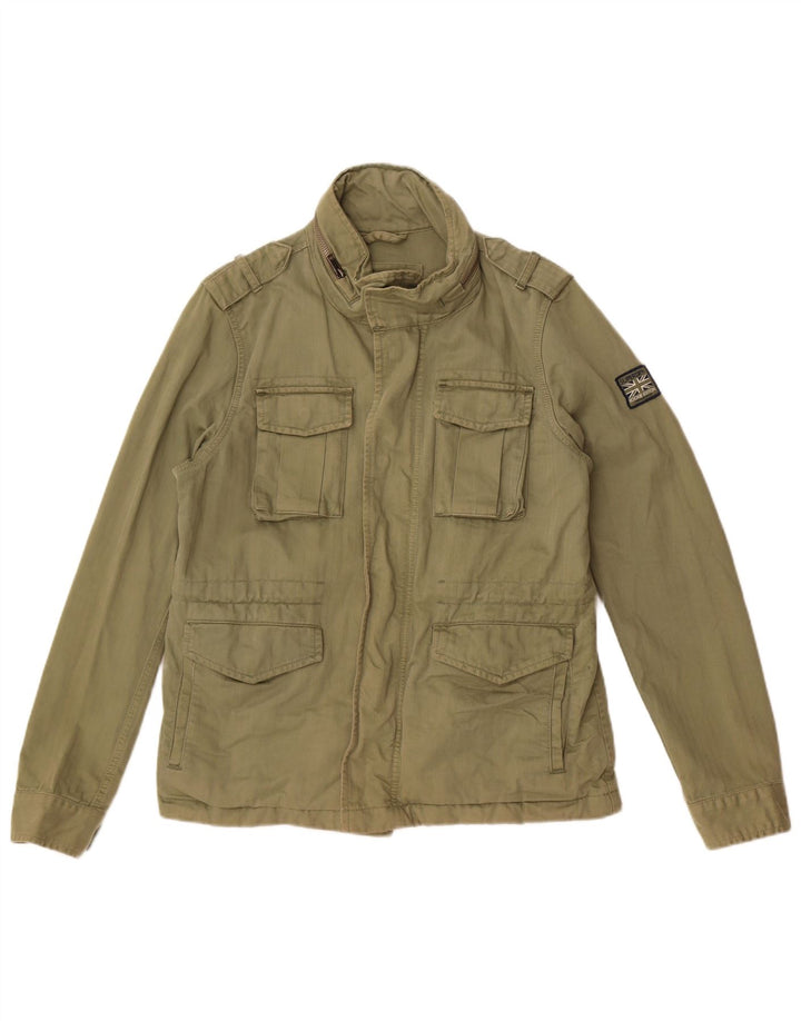 Superdry Damen-Militärjacke mit Kapuze, UK 12, mittlere Khaki-Baumwolle