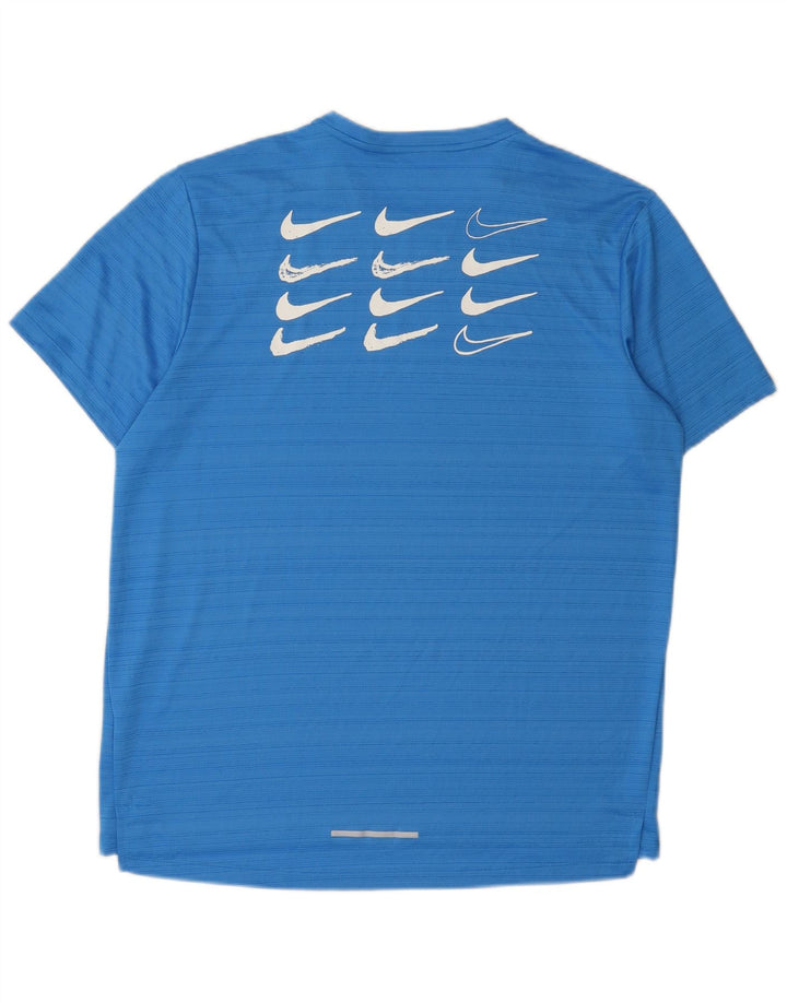 Nike Herren Dri Fit Grafik-T-Shirt-Oberteil, großes blaues Nadelstreifen-Oberteil