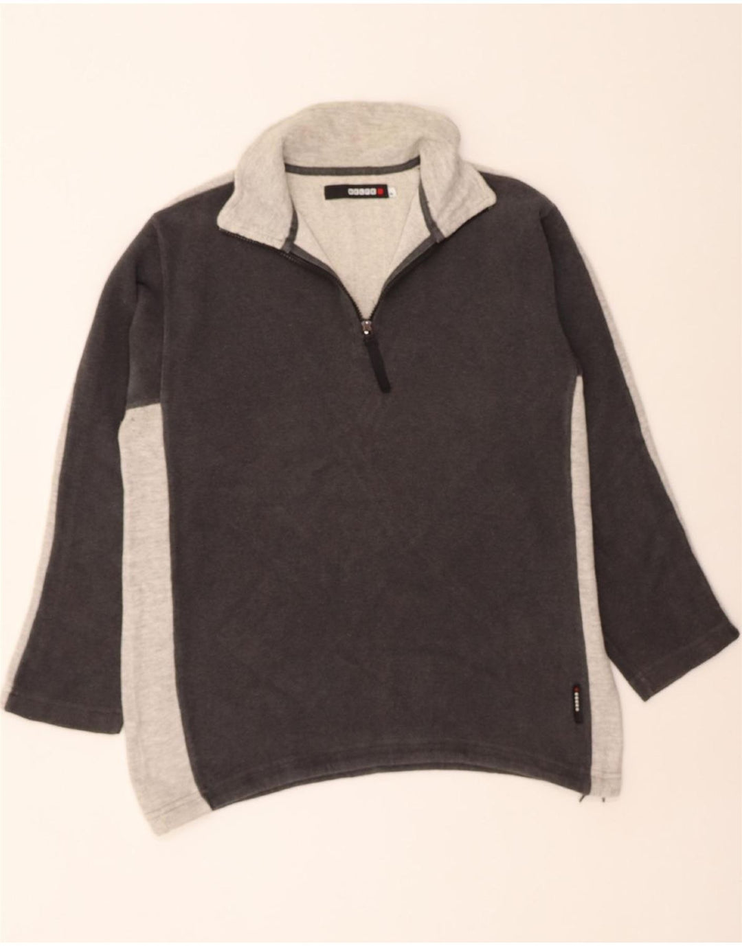 BELFE Mens Zip Neck Jumper Sweater XL Grey Colourblock Cotton Vintage Belfe and Second-Hand Belfe from Messina Hembry 