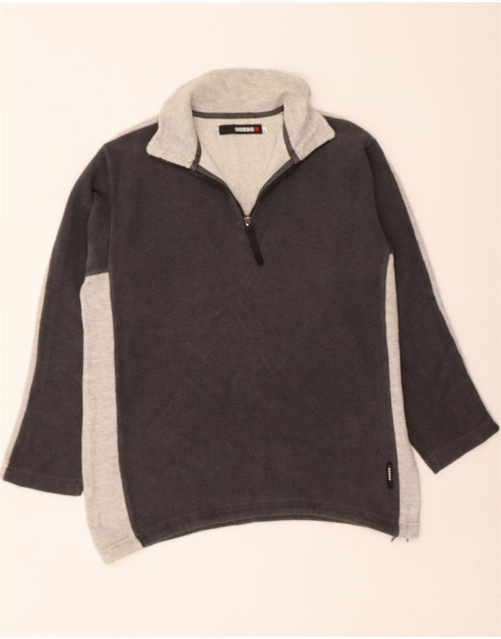 BELFE Mens Zip Neck Jumper Sweater XL Grey Colourblock Cotton Vintage Belfe and Second-Hand Belfe from Messina Hembry 